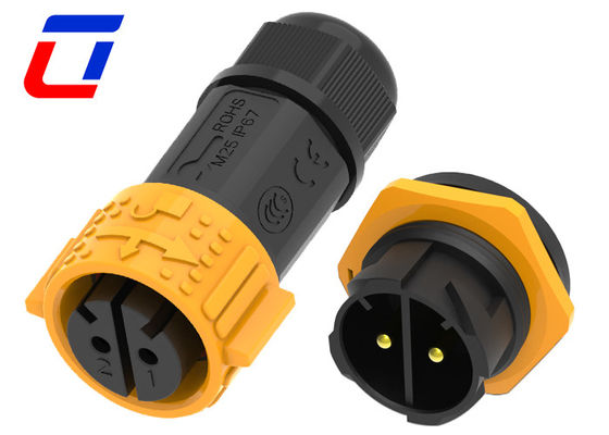 Hoogspanning 600V IP67 waterdicht voedingsconnector 2 pin voor elektrische apparatuur