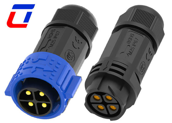 Buitendraad tot draad 4 pin waterdicht connector IP67 600V met drukvergrendeling