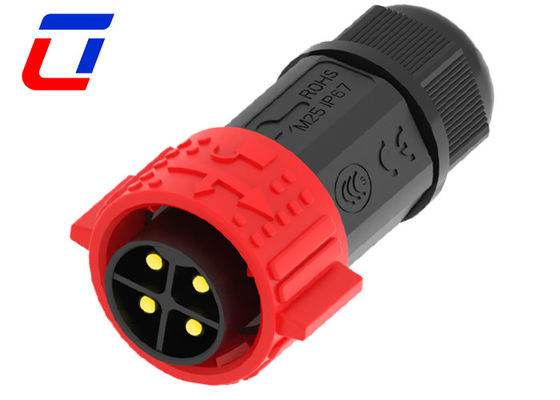 Rood IP67 stroomkabel aansluiting 500V 40A soldeertype mannelijk vrouwelijk aansluiting 4 pin