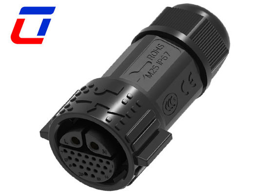 M25 Push Lock Waterdicht Mannelijk Vrouwelijk Connector 2+20 Pin 14 Gauge Draadconnectoren