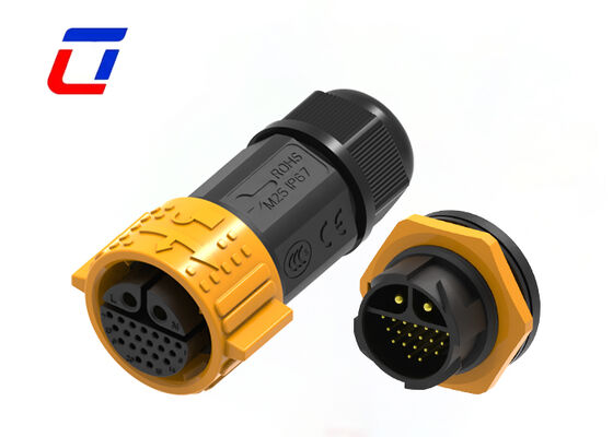 M25 Zelfvergrendelend Quick Connect Circular 22Pin Messing Goudgeplatte Multi Pin IP67 Waterdicht