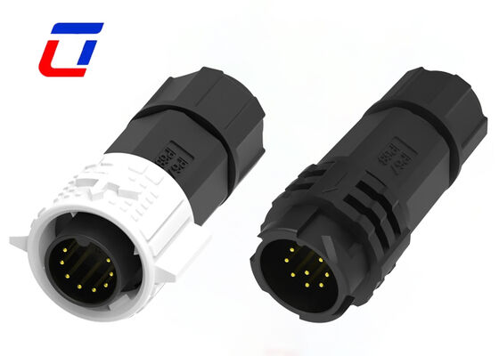 Laagspanning 300V M19 8 pin cirkelvormige connector PA66 waterdicht Push Lock data connector
