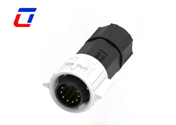 Laagspanning 300V M19 8 pin cirkelvormige connector PA66 waterdicht Push Lock data connector