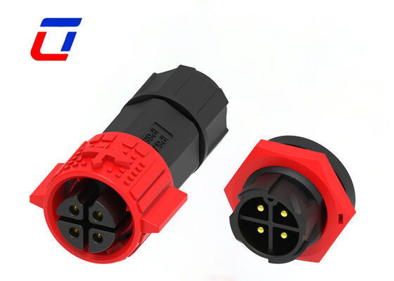 20A PA66 4 pin draad-aan-draad connector M19 Push Lock IP67 waterdicht stroomconnector