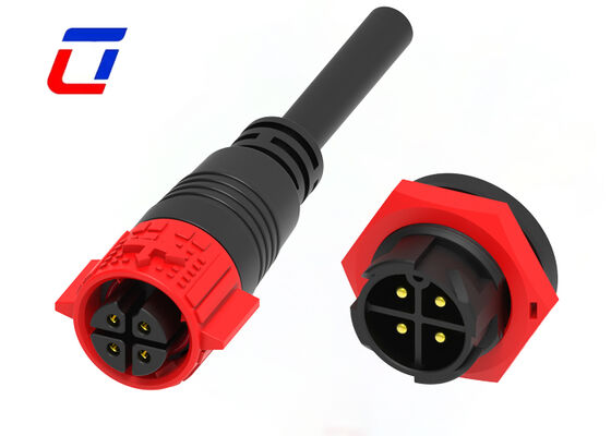 20A PA66 4 pin draad-aan-draad connector M19 Push Lock IP67 waterdicht stroomconnector