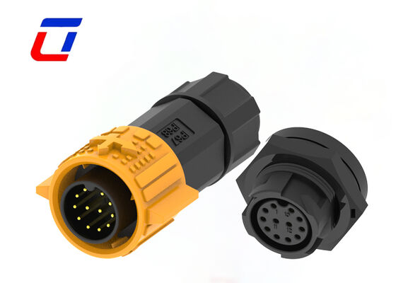 M19 12-pins 300V IP67 Ronde Plastic Connectoren Push-Lock Waterdichte Dataconnector