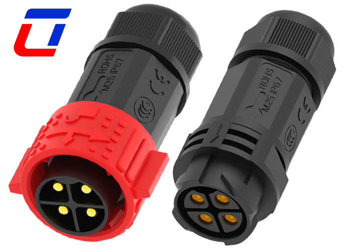 Rood IP67 stroomkabel aansluiting 500V 40A soldeertype mannelijk vrouwelijk aansluiting 4 pin