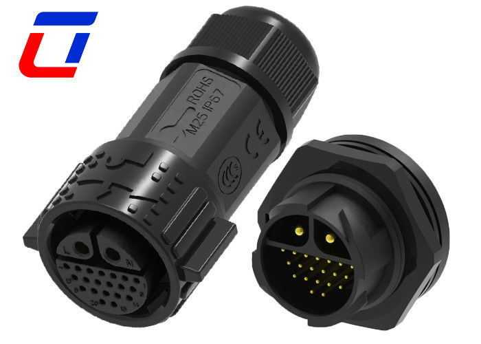 M25 Push Lock Waterdicht Mannelijk Vrouwelijk Connector 2+20 Pin 14 Gauge Draadconnectoren