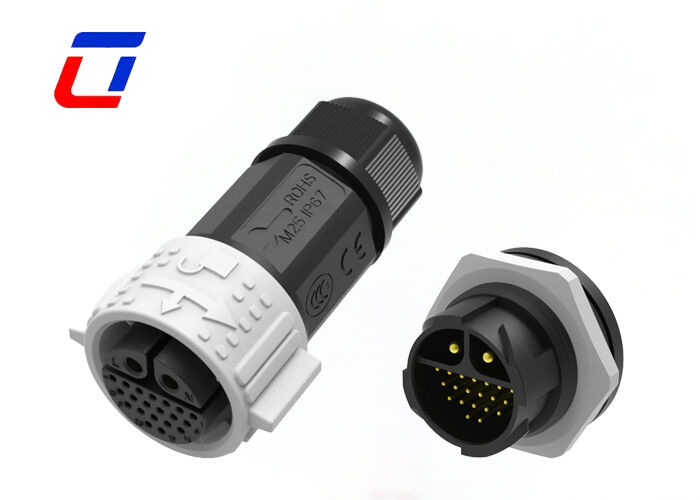 IP67 M25 Vergulde Draadconnectoren 300V 2+20 Pins Stekkerconnector