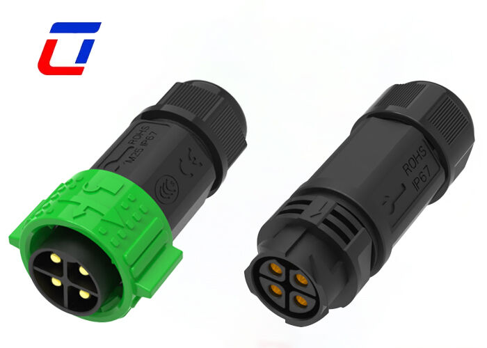 M25 4 pin IP67 Power Connector 50A Messing Push Locking Cable To Cable Waterdichte connectoren