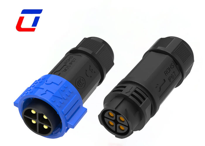 PA66 M25 4-pins mannelijk naar vrouwelijk connector 500V push-lock voedingsconnector