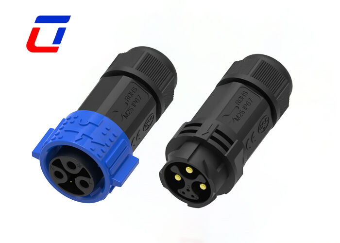 M25 IP67 Ronde waterdichte aansluiting 3+3 Pin Data And Power Quick Lock Connectors