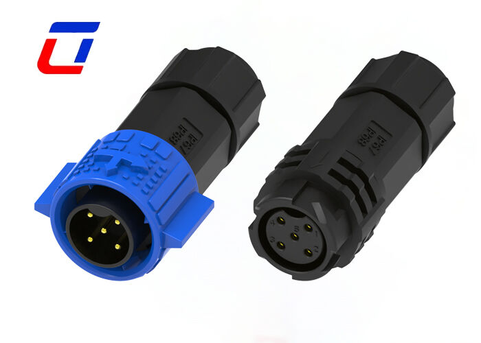 M19 5-pins 20A Power DC waterdichte connector Push-vergrendeling mannelijke vrouwelijke connector