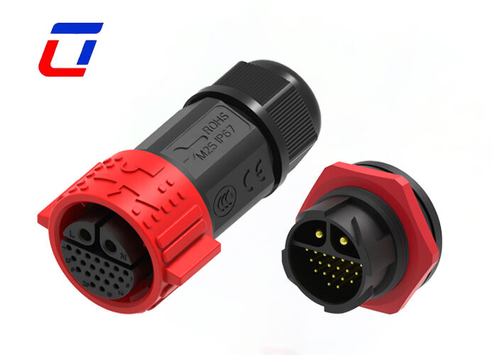 M25 Zelfvergrendelend Quick Connect Circular 22Pin Messing Goudgeplatte Multi Pin IP67 Waterdicht