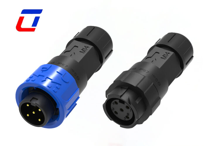8A M16 5 Pin IP67 Power Connectors ODM Buiten waterdicht Push Lock Connector