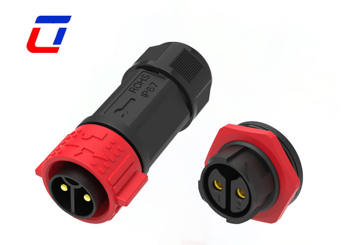 50A Hoogstroom PA66 2 Pin Panel Mount Power Connector Push Lock 600V Ronde connectoren